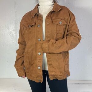 Tan Canvas Denim Button Down Jacket